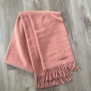 Acne Studios Fringe Wool Scarf Rose Melange